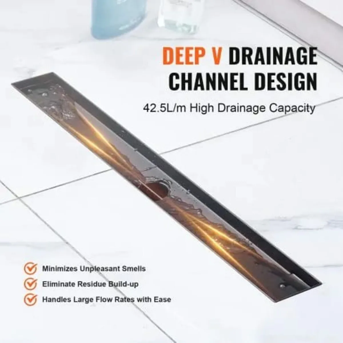 610mm Linear Shower Drain Offset with Tile Insert - Image 2