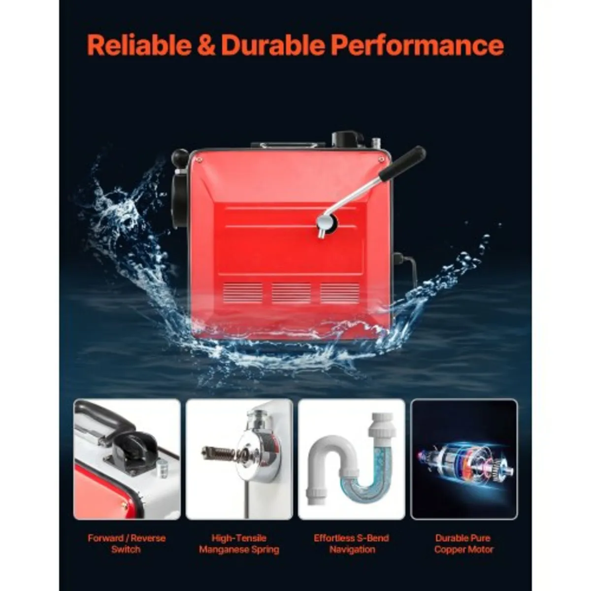 Cleaner Machine, 850W Electric Pipe Drain Cleaning - Image 4