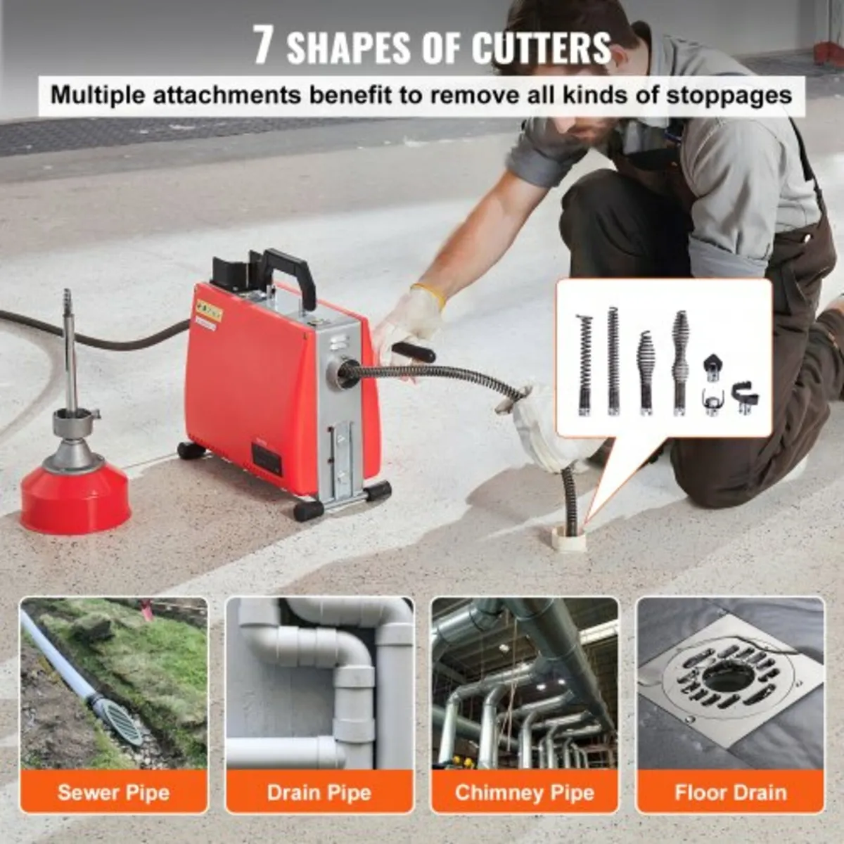 Drain Cleaner Machine 20m x 16mm 250W Sewer Snake - Image 3
