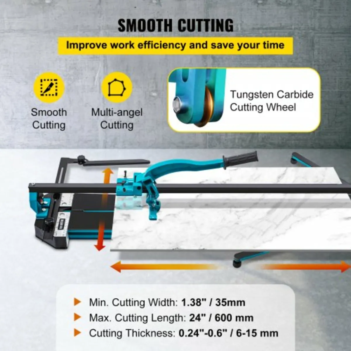 600 mm Tile Cutter Single Rail Double Brackets Man - Image 3