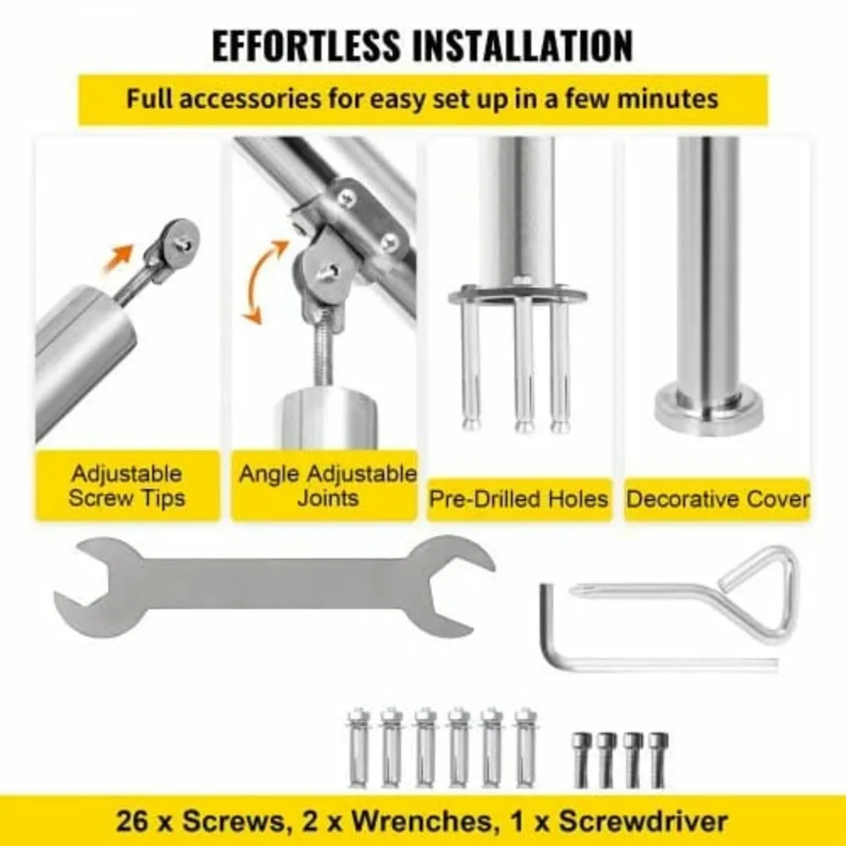 3 Step Railing Stainless Steel Transitional Handra - Image 4