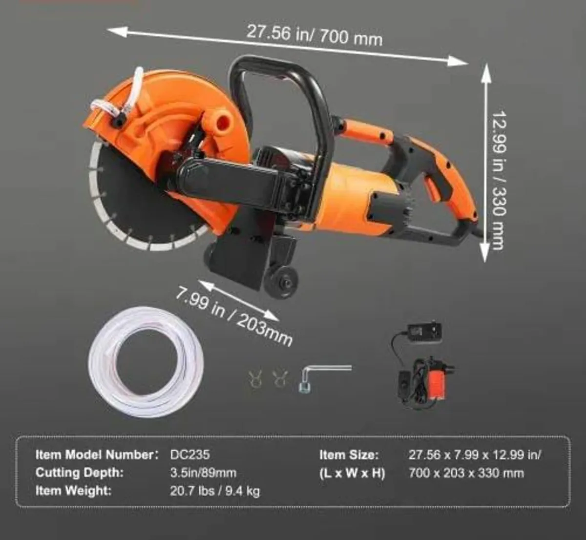9"/22.9 cm Electric Concrete Saw Wet/Dry Saw Cutte - Image 4