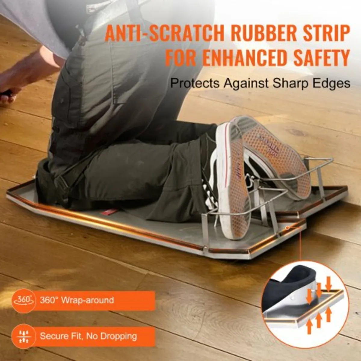 Knee Boards Stainless Steel, 30'' x 10'' Concrete - Image 2