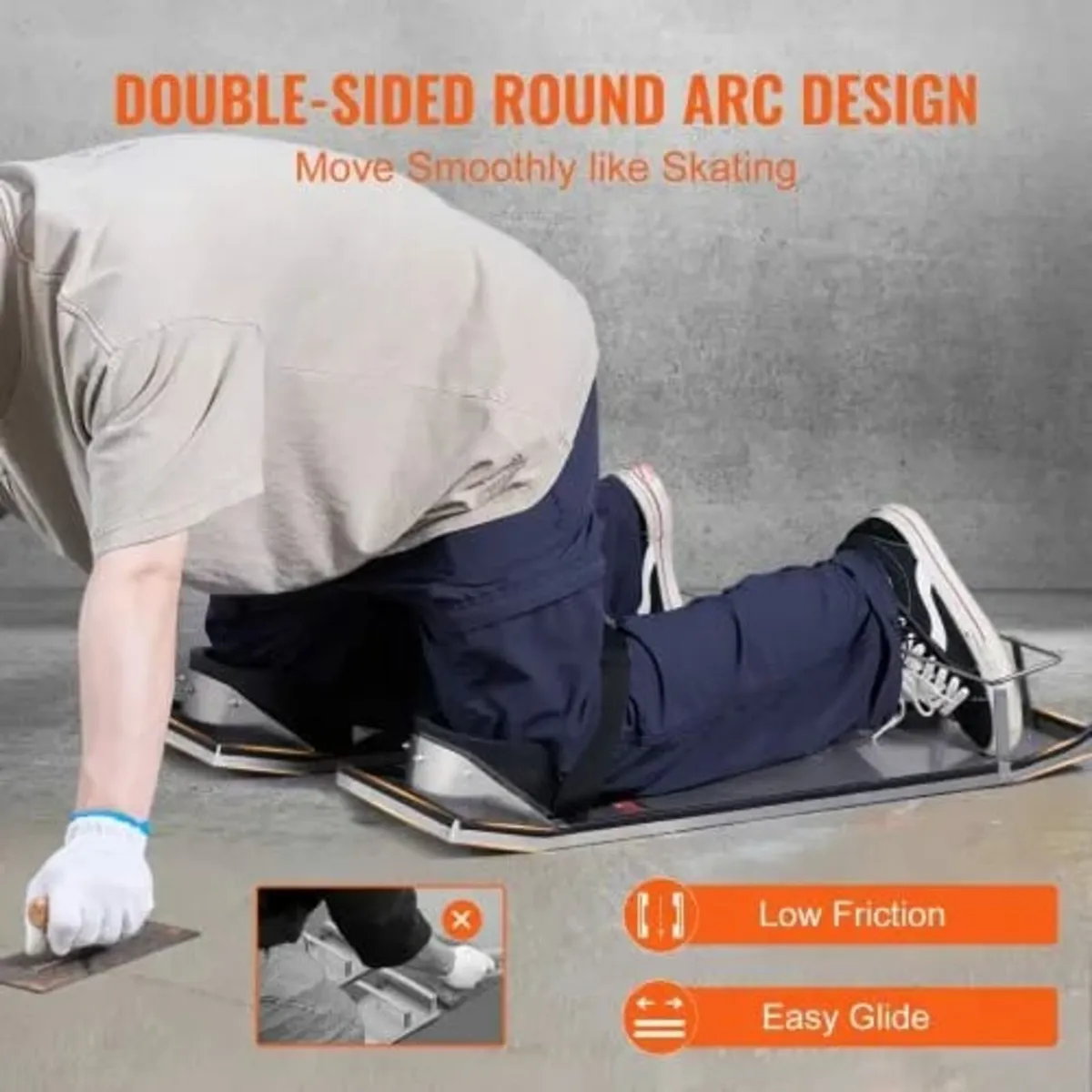 Knee Boards Stainless Steel, 30'' x 10'' Concrete - Image 3