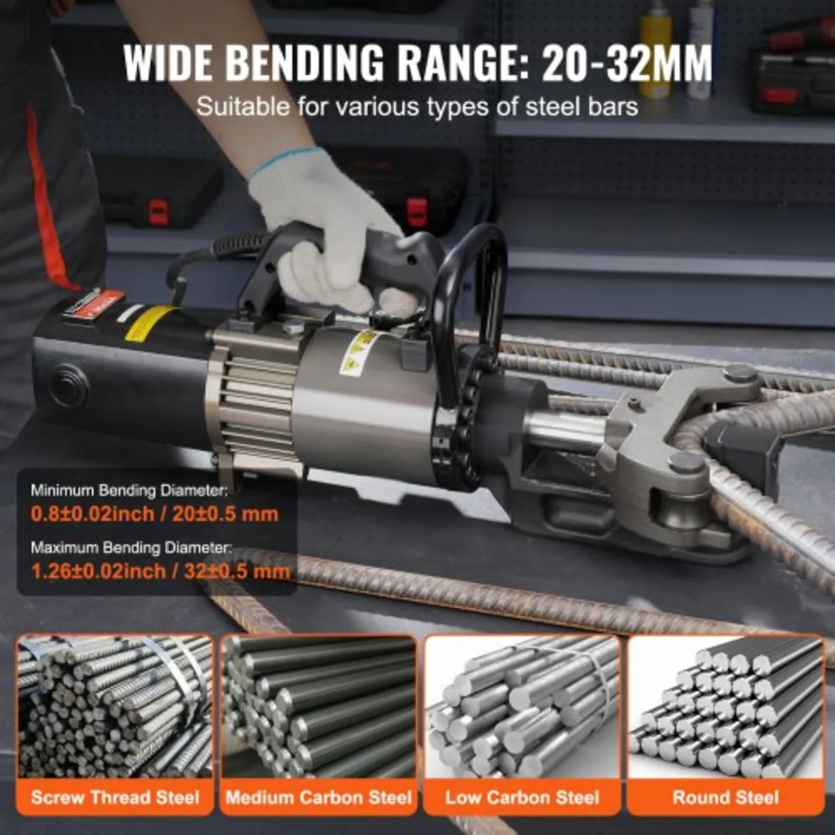 Electric Hydraulic Rebar Bender, 2000W Portable Re - Image 3