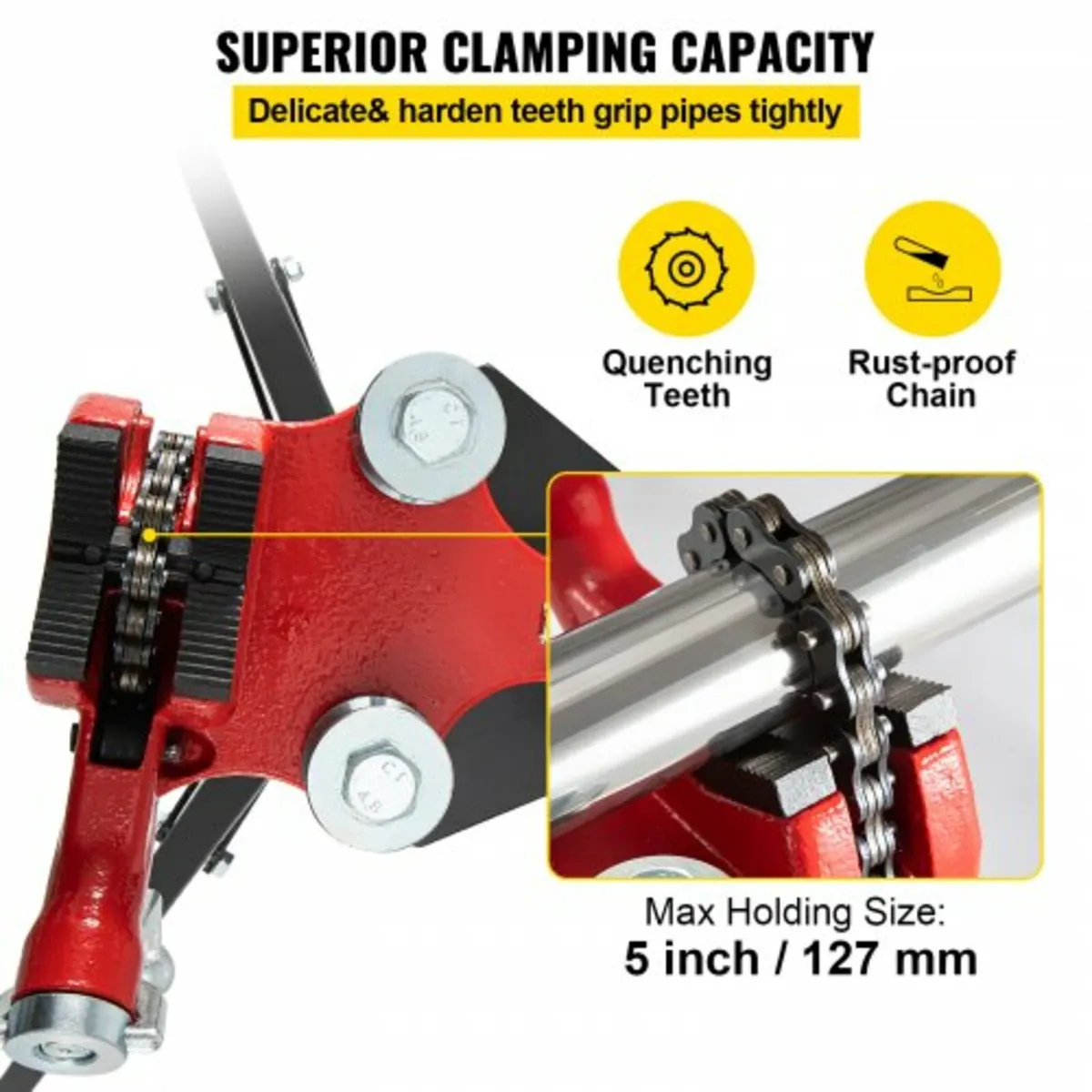 Tripod Pipe Chain Vise | 1/8"-5" Pipe Capacity | 9 - Image 3