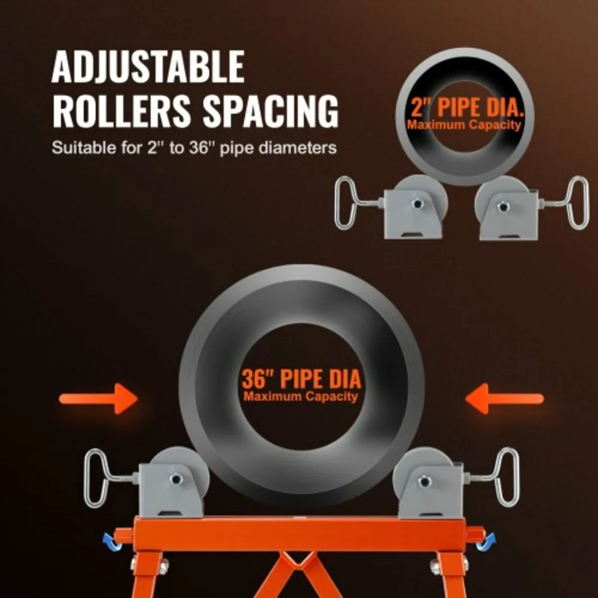 Pipe Stand with Roller Head 1134 kg Load for 5.1-9 - Image 2