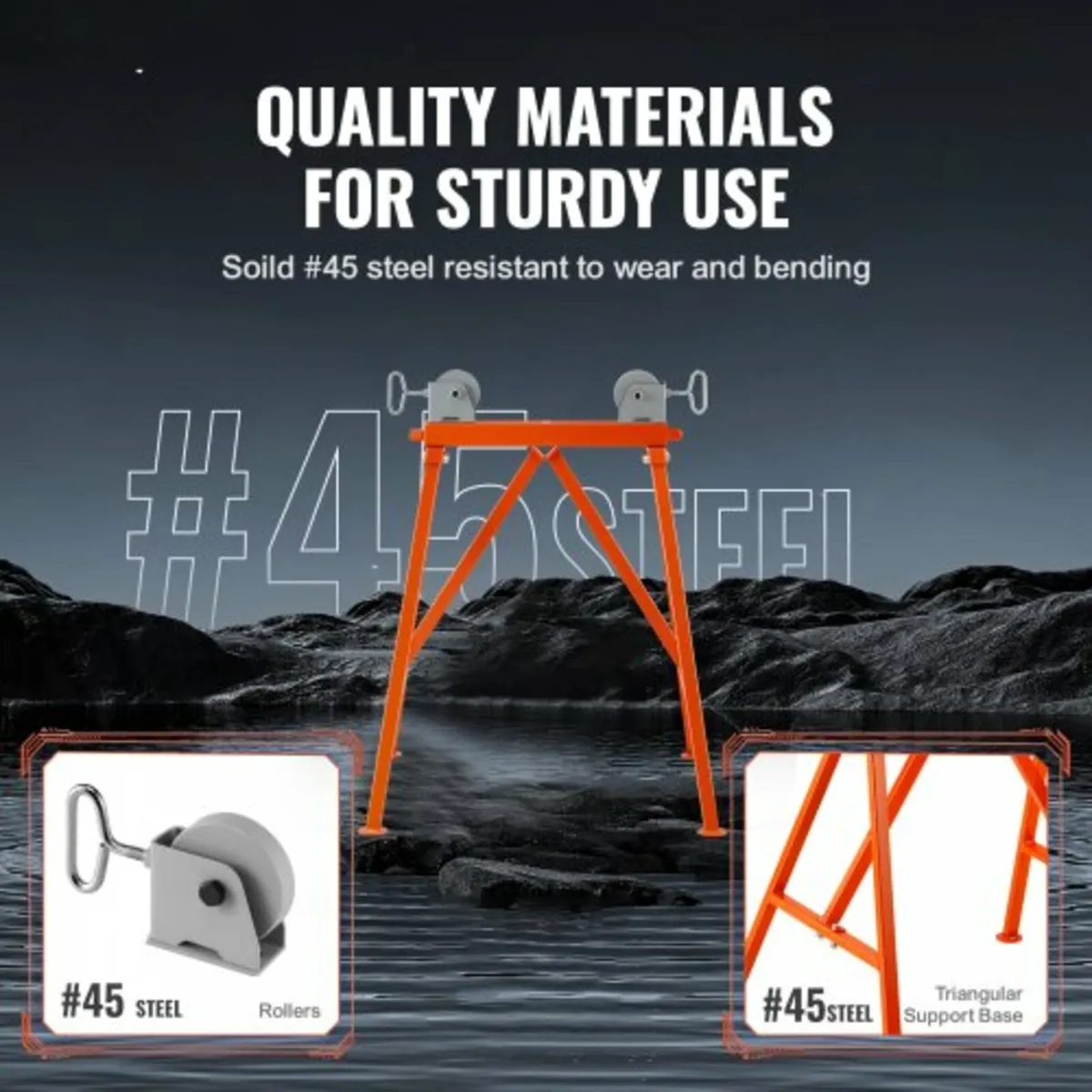 Pipe Stand with Roller Head 1134 kg Load for 5.1-9 - Image 3