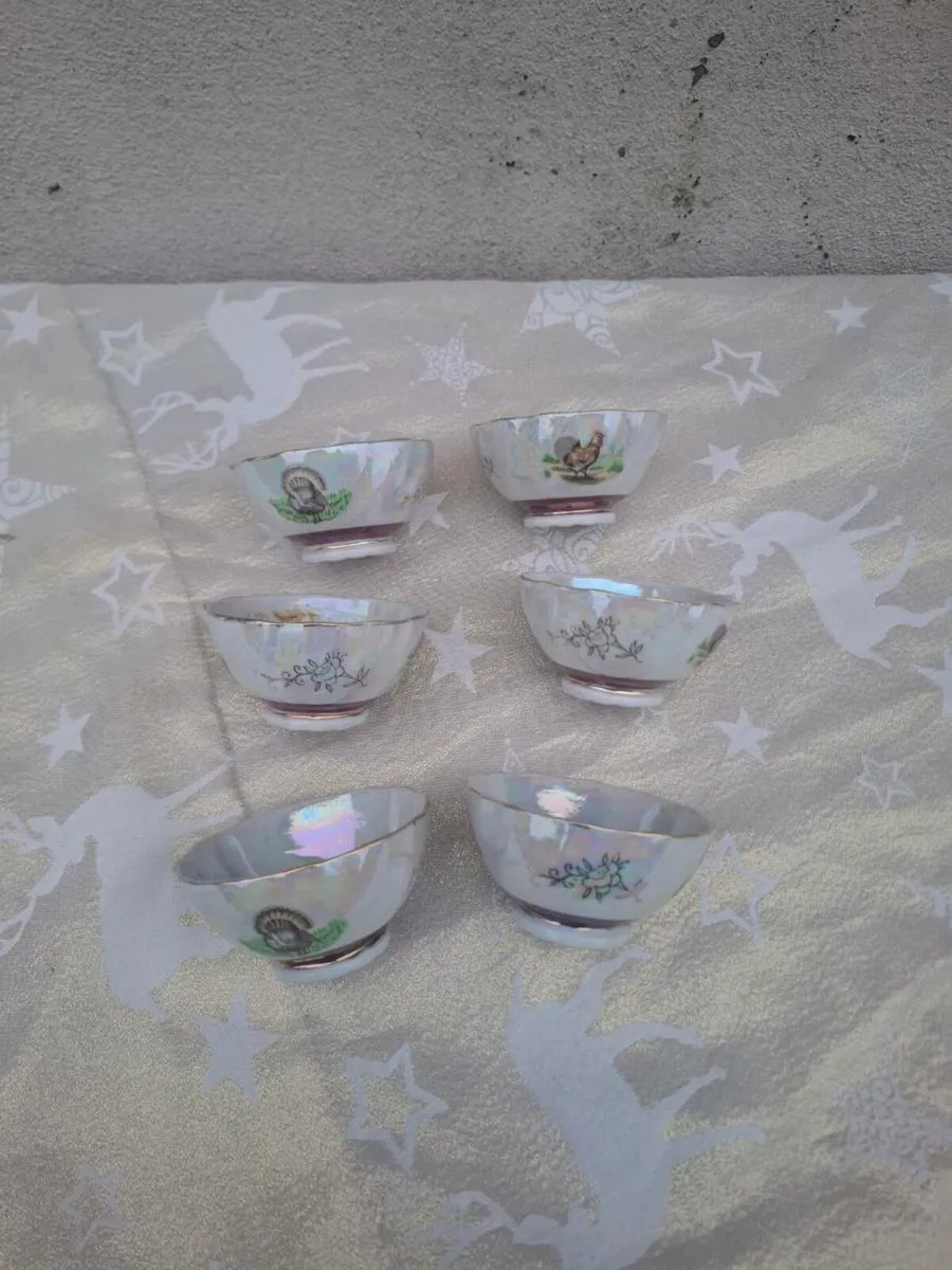 6 birds vintage jam bowls - Image 1