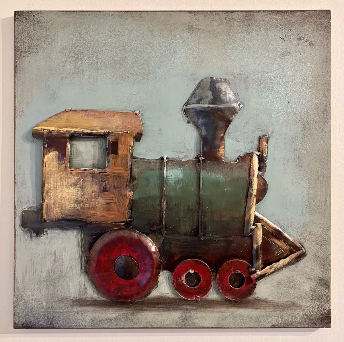 Hand Painted 3D Metal Artwork Train - Image 1