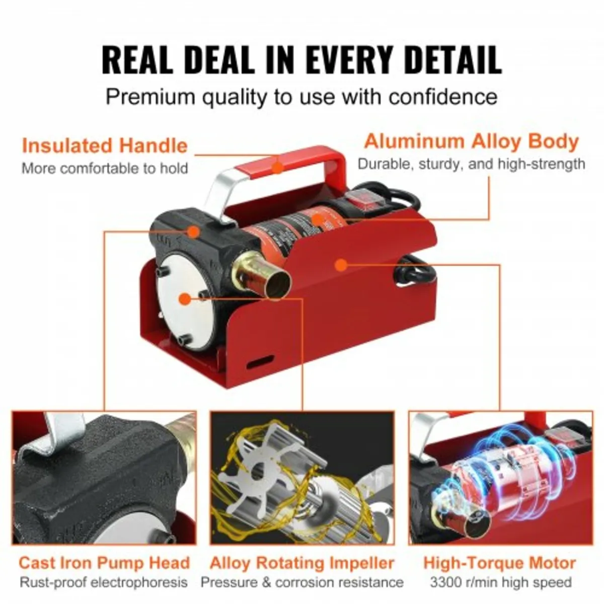 Fuel Transfer Pump, 12V DC 37.9 LPM 798.6 cm Lift, - Image 2