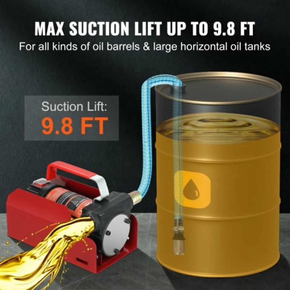 Fuel Transfer Pump, 12V DC 37.9 LPM 798.6 cm Lift, - Image 3