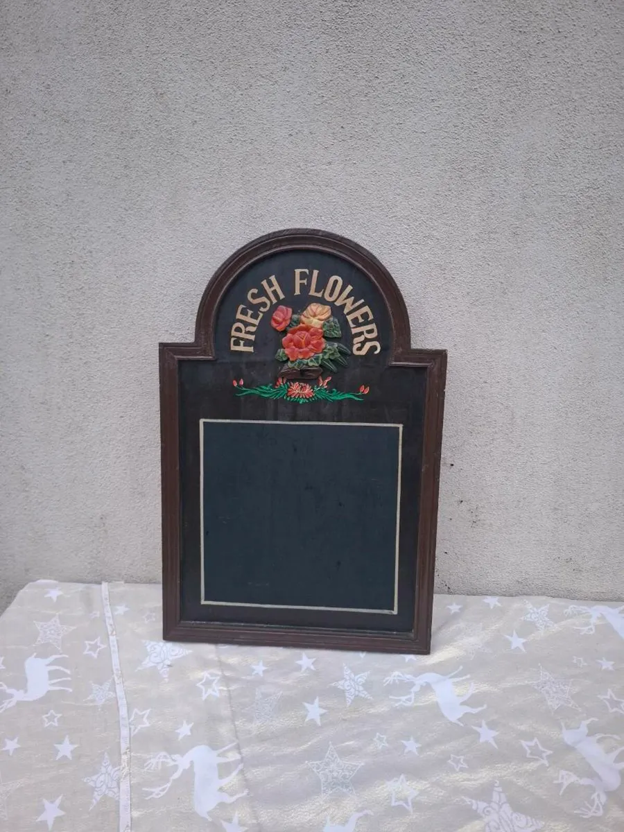 Fresh flowers blackboard