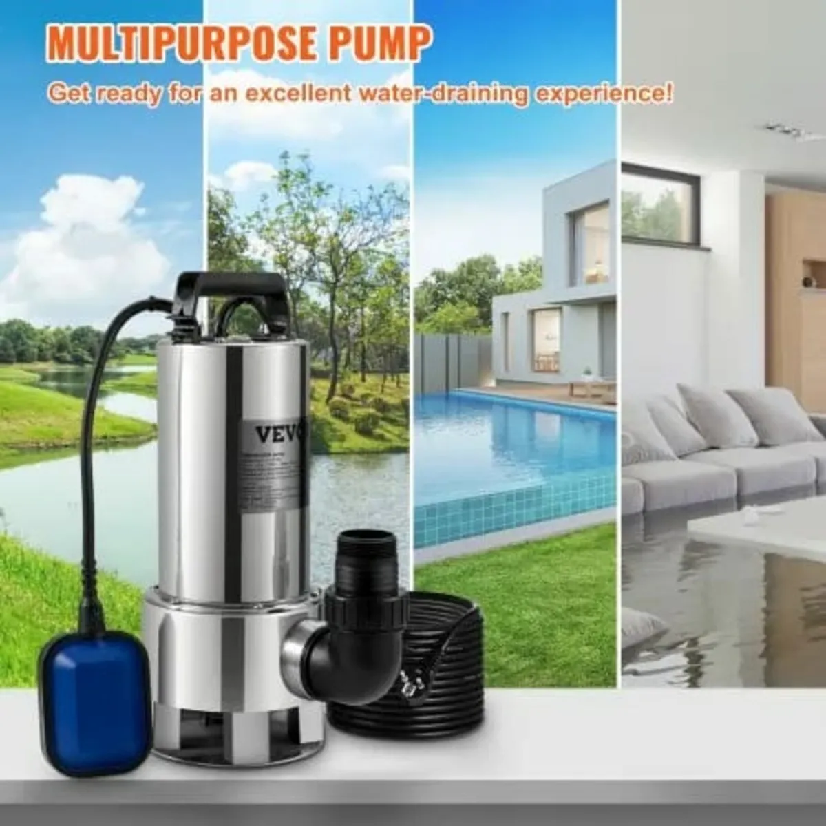 Submersible Water Pump, 1300W 20000L/H, with 10 m - Image 3