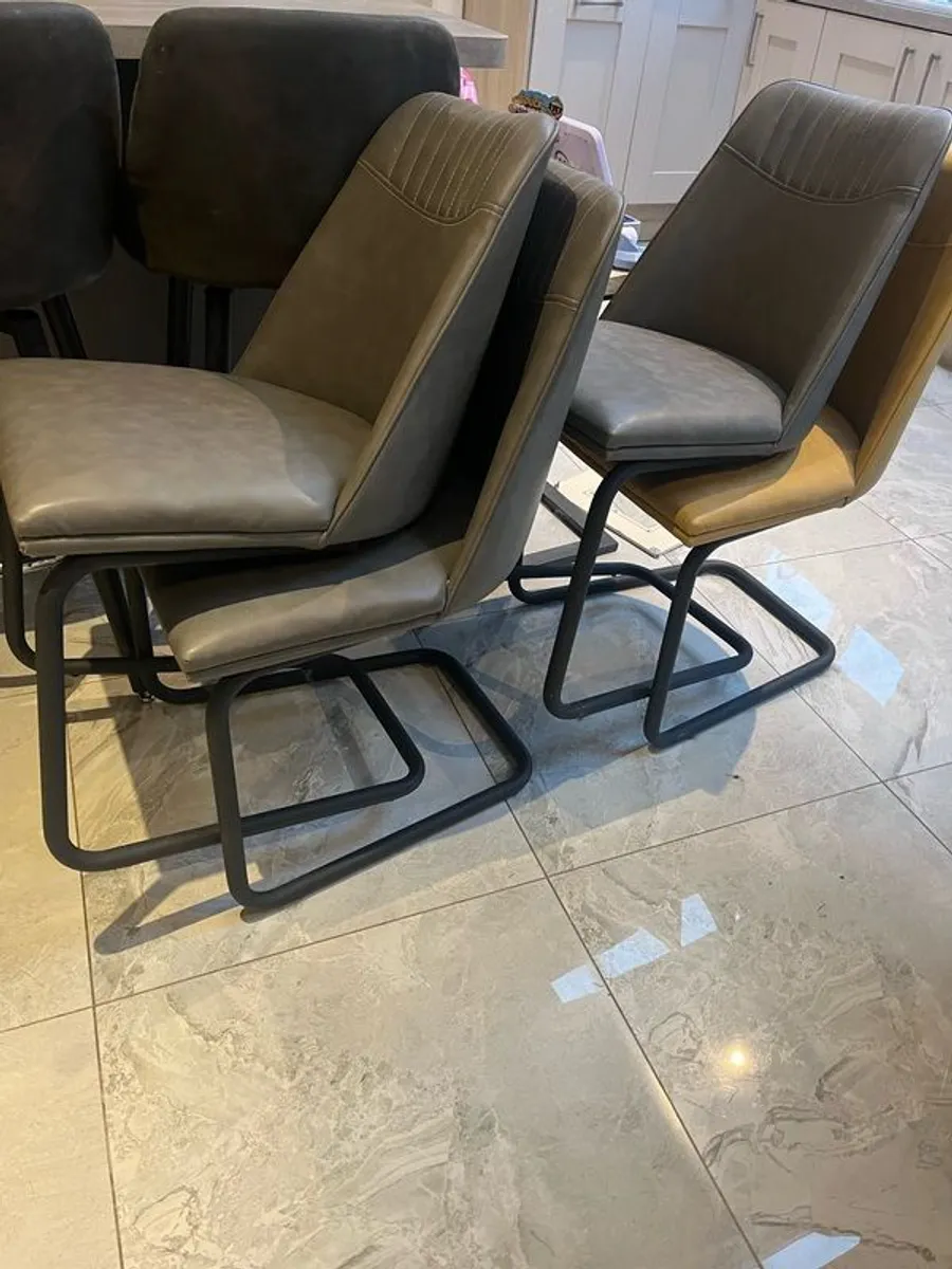 Grey dining chairs x 6 4 grey 2 x mustard - Image 1