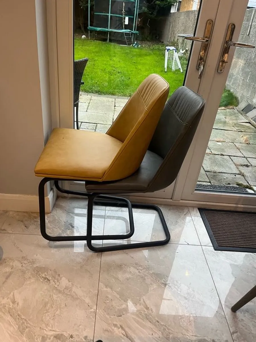 Grey dining chairs x 6 4 grey 2 x mustard - Image 2