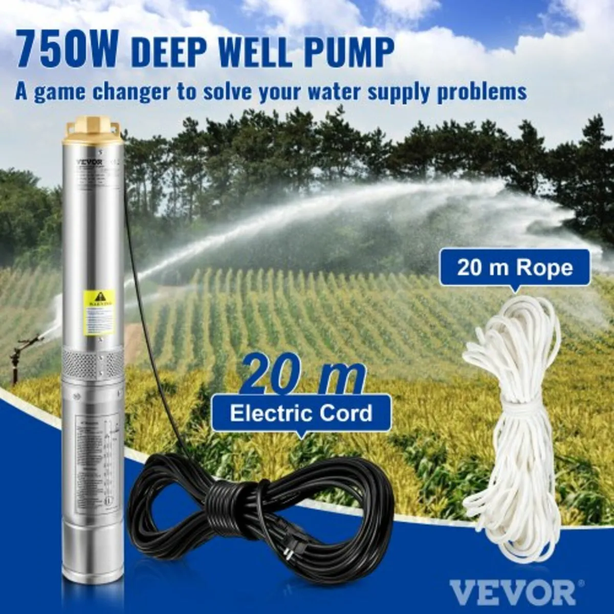 Submersible Pump, 750W 230V/50Hz, 105L/min 62 m He - Image 3
