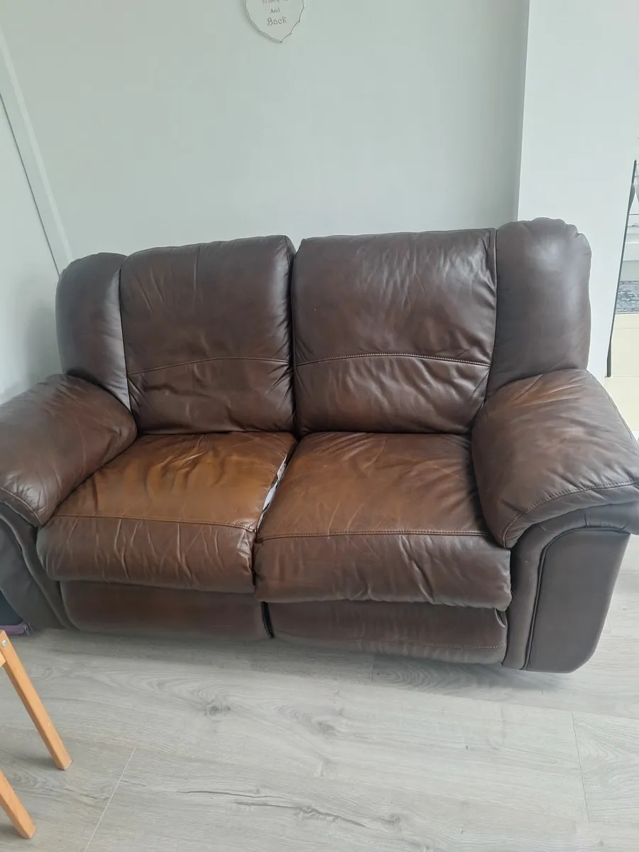 2 seater brown sofa recliner - Image 1