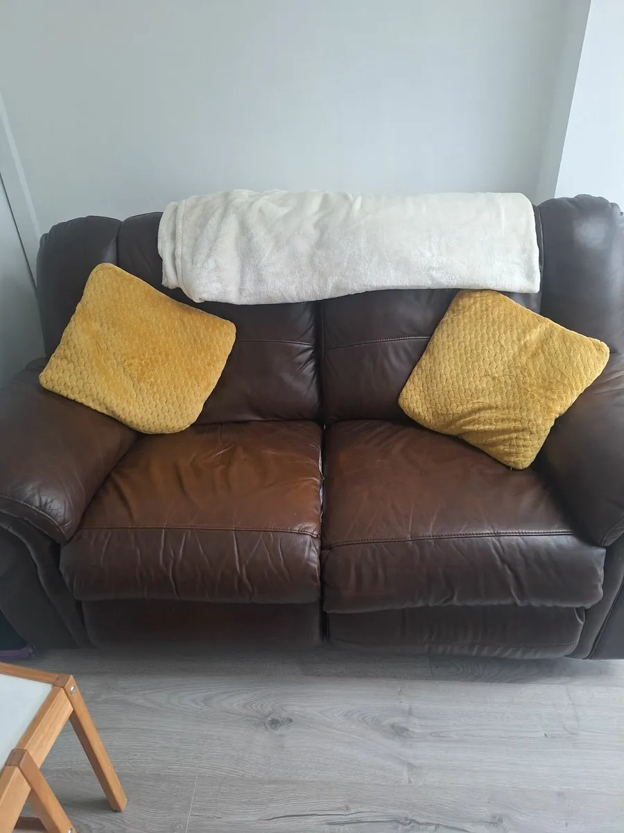 2 seater brown sofa recliner - Image 2