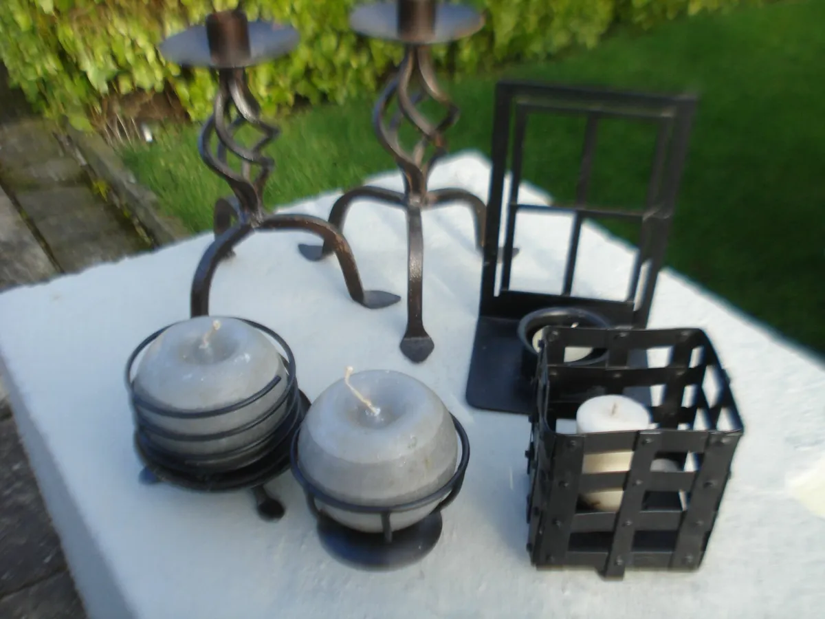BLACK METAL CANDLE HOLDERS & CANDLE STICKS. - Image 1