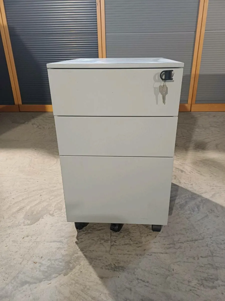 Light Grey Steel 3 Drawer Pedestals Lockers - Image 1