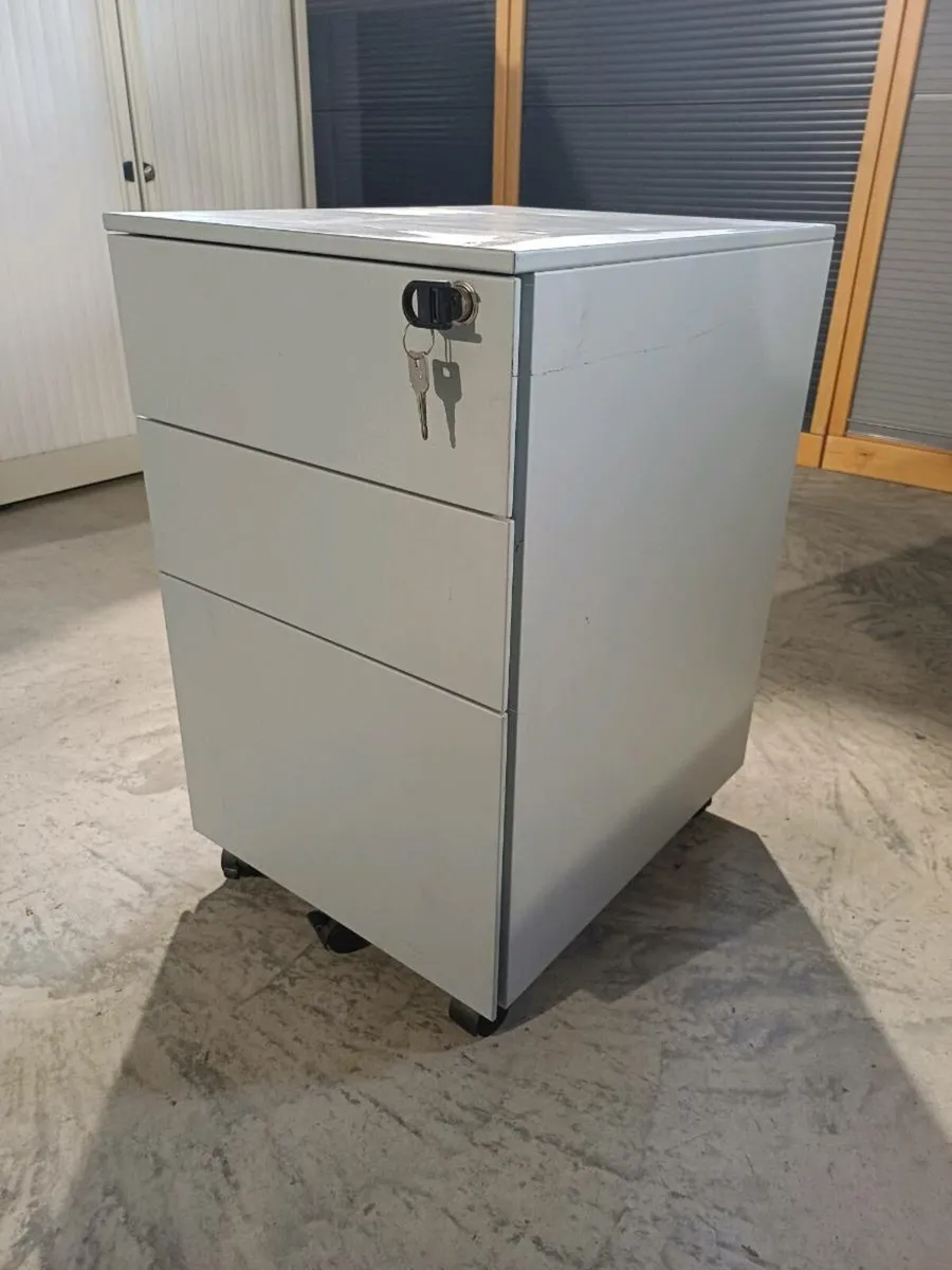 Light Grey Steel 3 Drawer Pedestals Lockers - Image 2