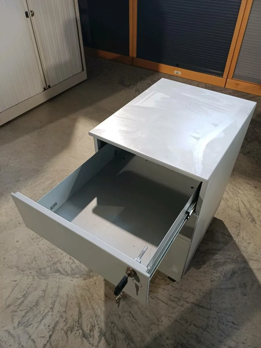 Light Grey Steel 3 Drawer Pedestals Lockers - Image 3