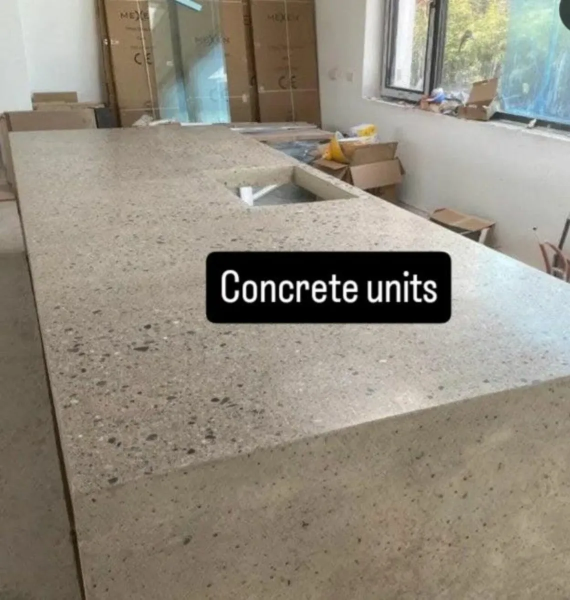 Concrete kitchen units and work tops