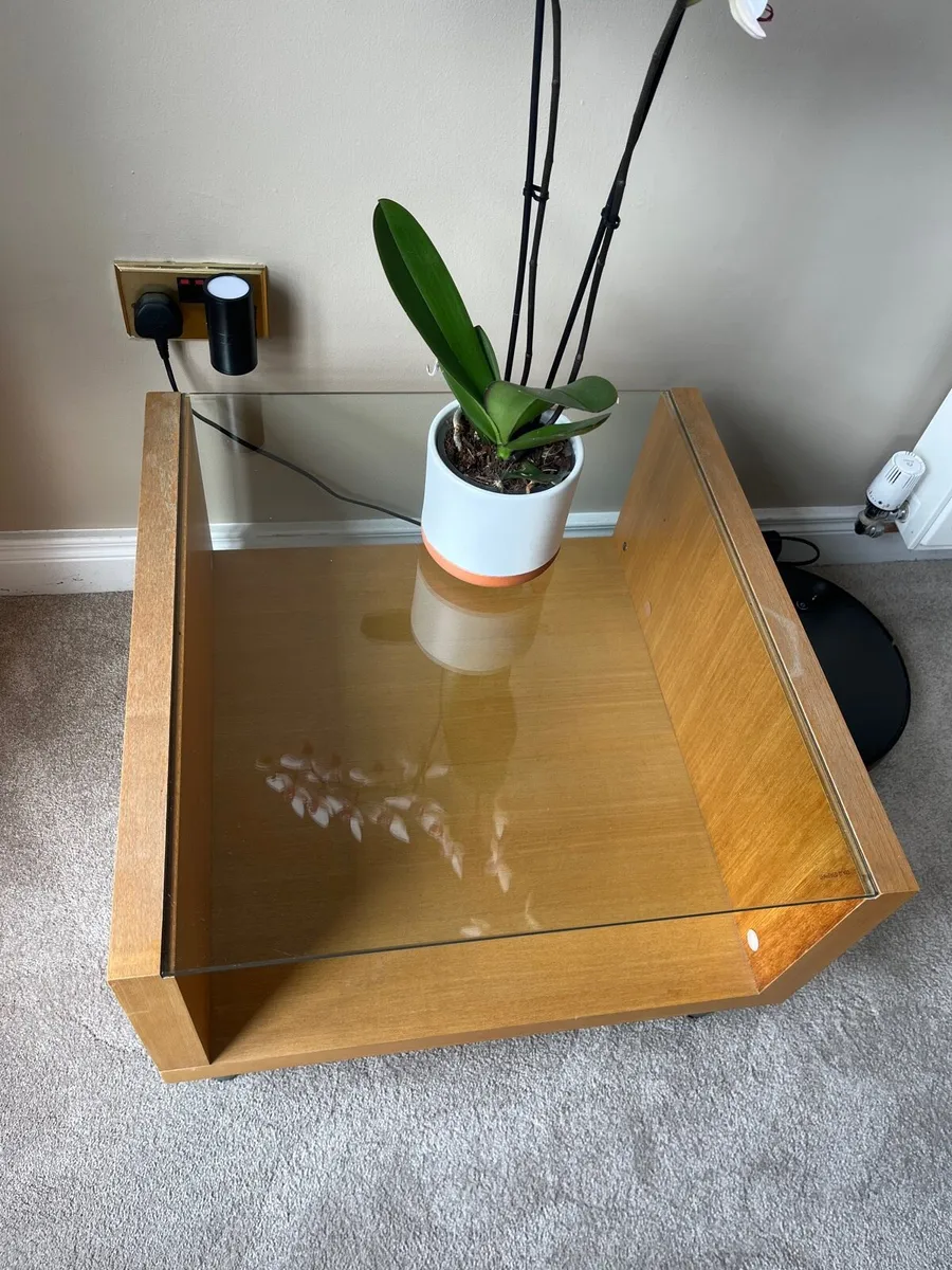 Side tables-glass & wood (2 tables) - Image 2