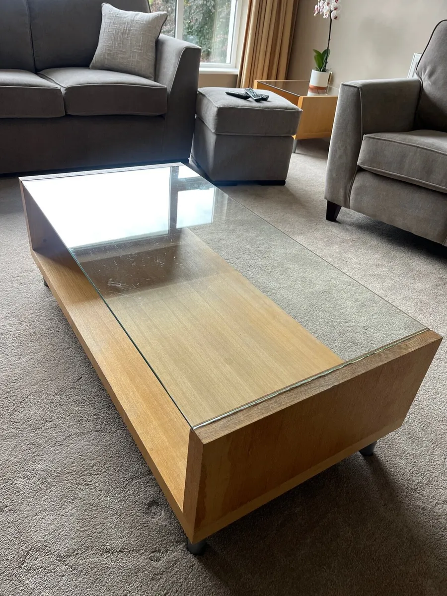 Coffee table- glass & wood - Image 1