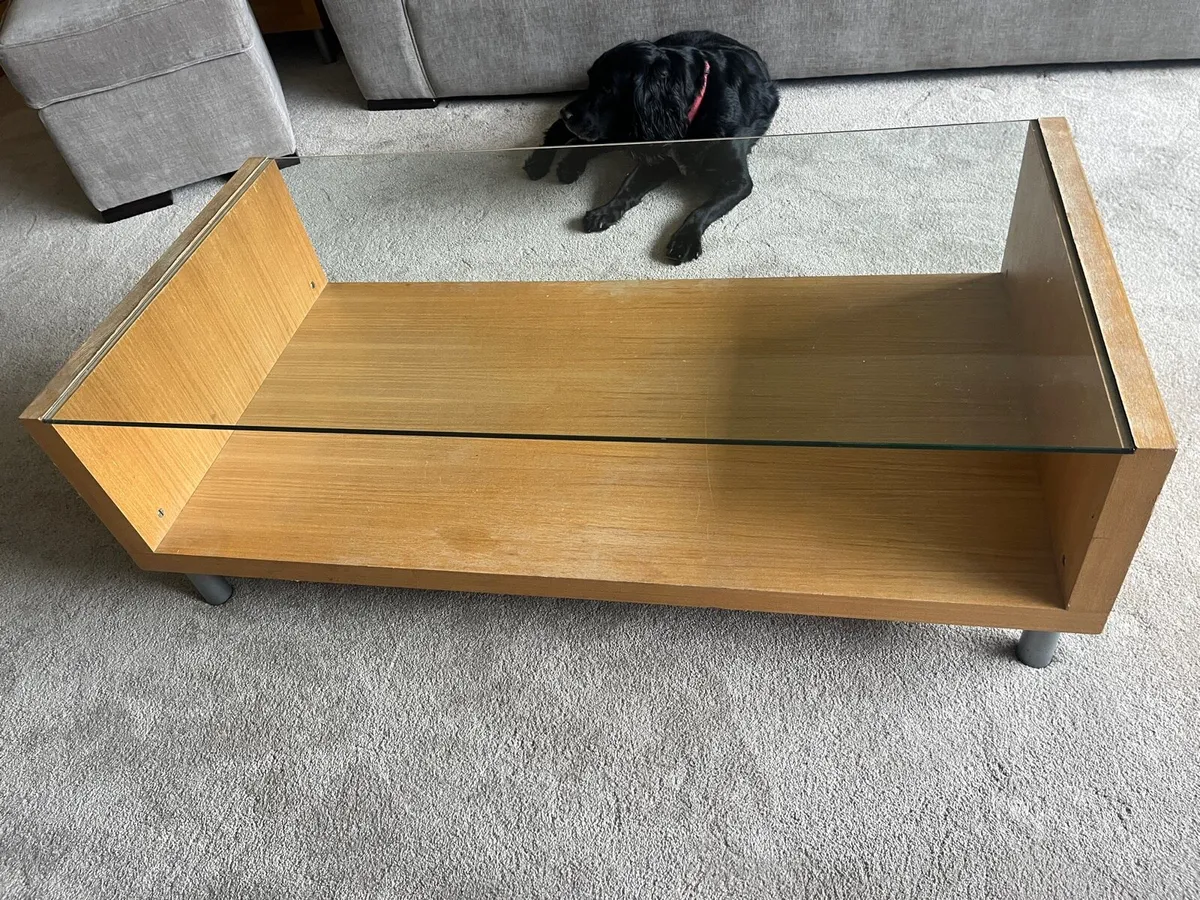 Coffee table- glass & wood - Image 4