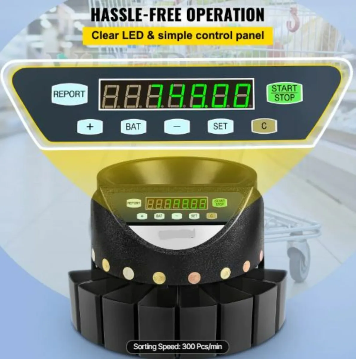 Euro Coin Counter Sorter 500-1000Coins Electronic - Image 3