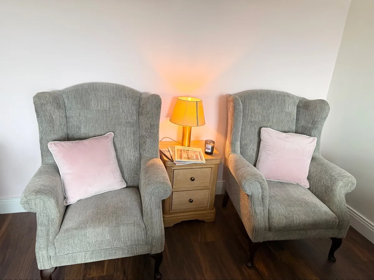 2 GREY QUEEN ANN CHAIRS - Image 2