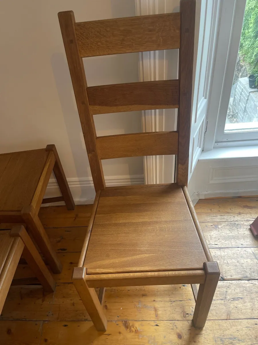 Solid oak dining room chairs (6) - Image 2