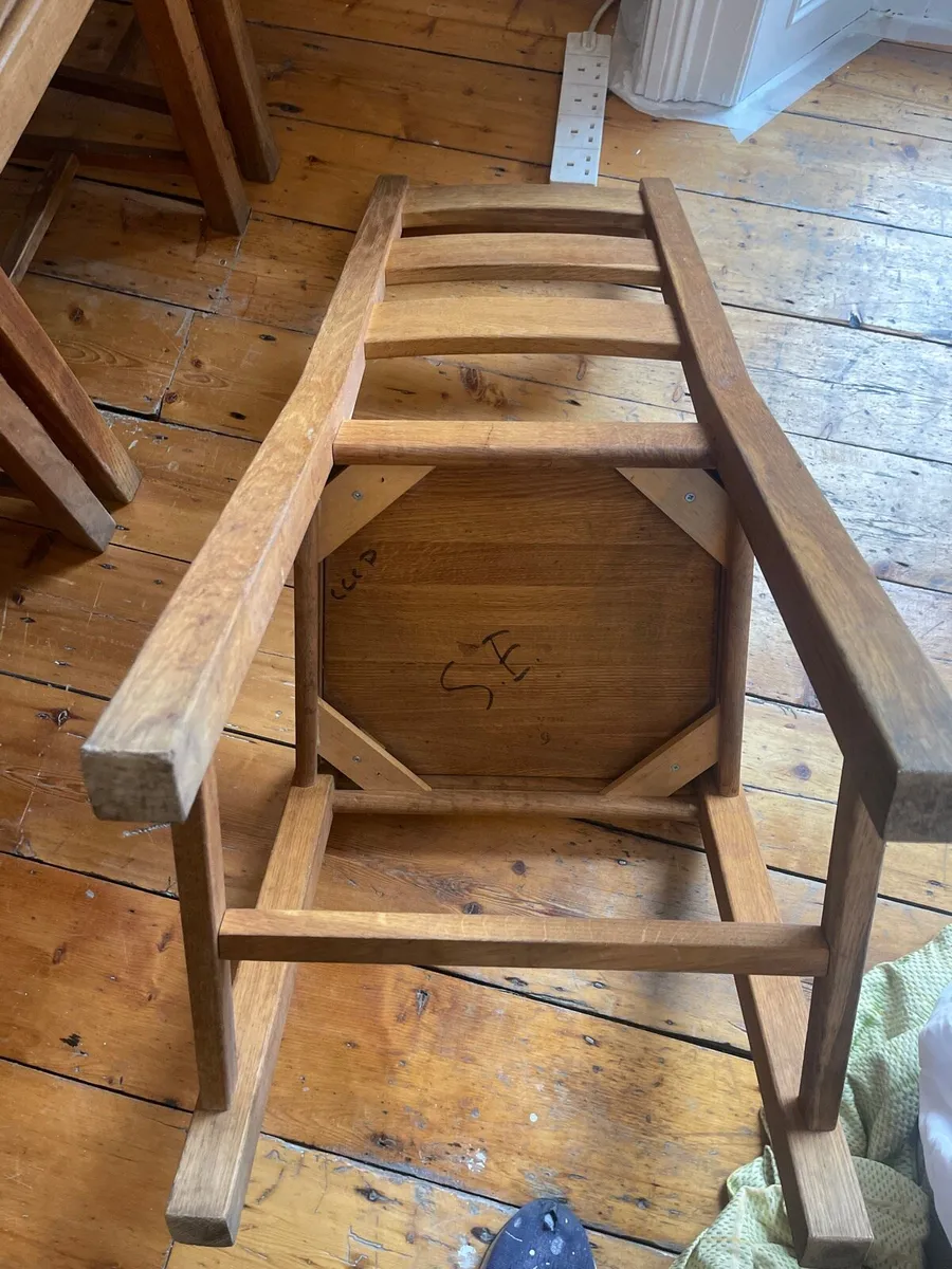 Solid oak dining room chairs (6) - Image 3