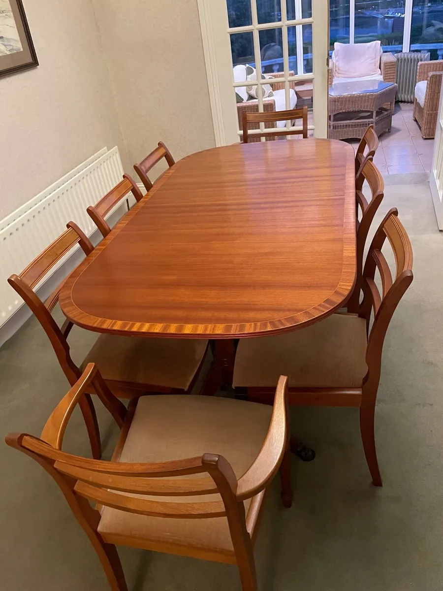 Mid century 8-seater dining table and chair set - Image 4