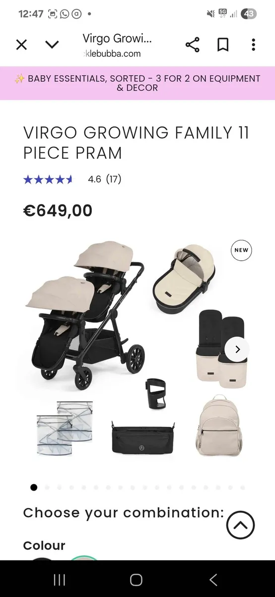 Ickle Bubba Virgo Growing Family 11 piece pram