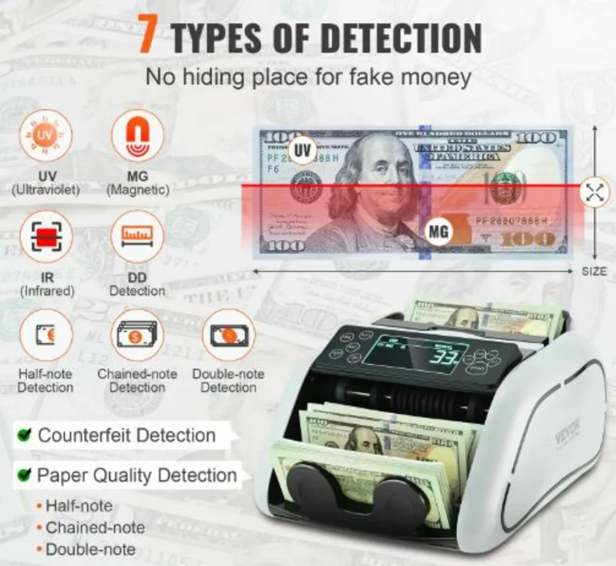 Money Counter Machine, Bill Counter with UV, MG,IR - Image 2
