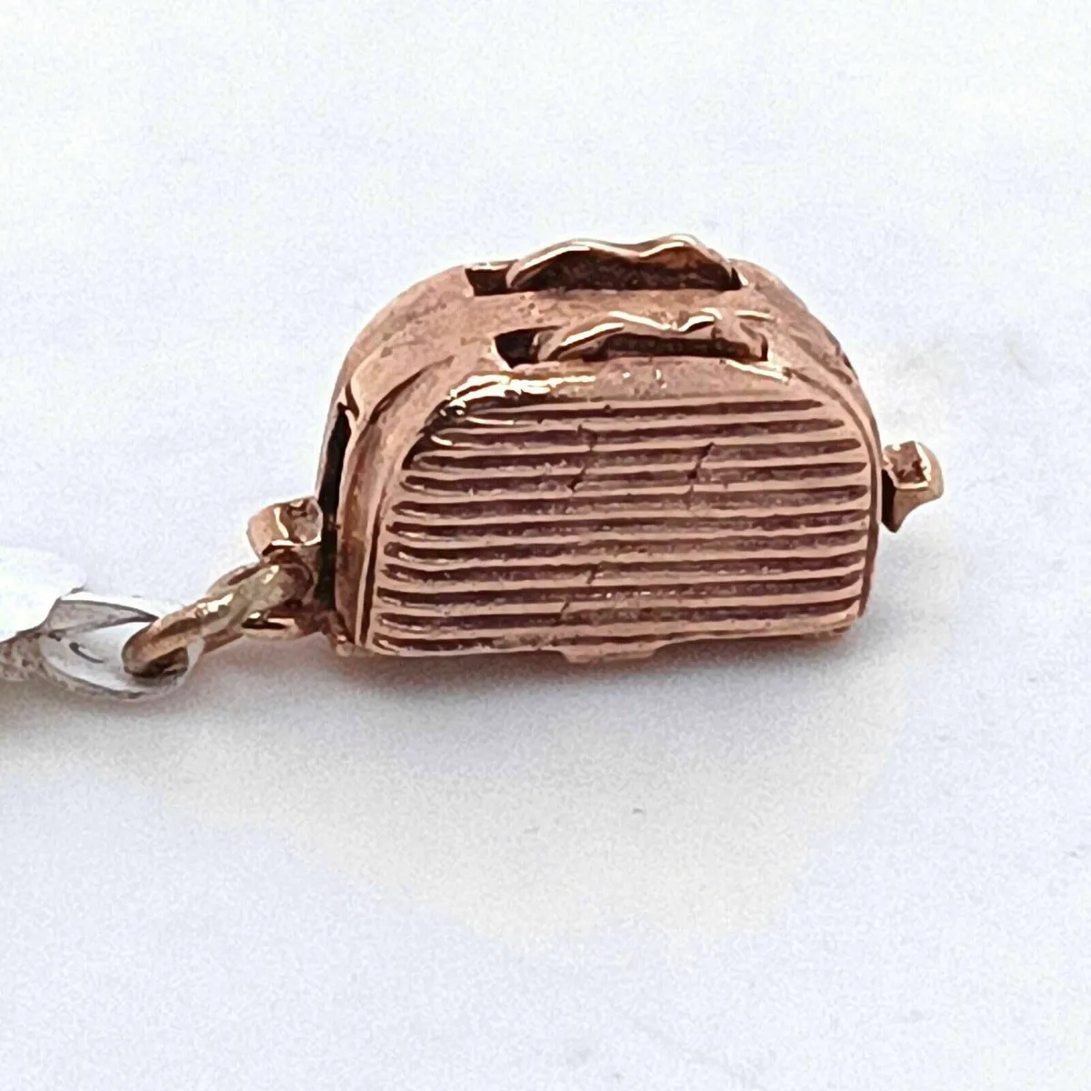 Vintage 9k Rose Gold Toaster Charm Pendant - Image 2