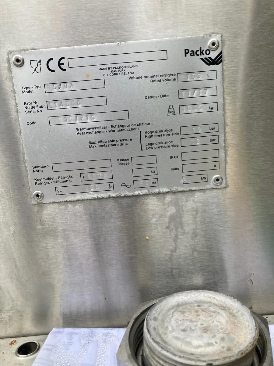 Packo 8,000 litres Bulk Milk Tank & Compressor - Image 3