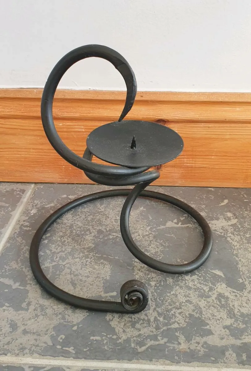Wrought Iron Candle Holder - Matt Black - Image 2