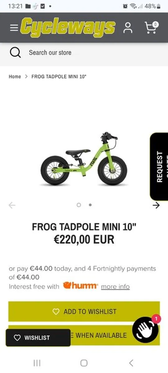 Frog Tadpole Mini Balance Bike Ages 1-2 - Image 3