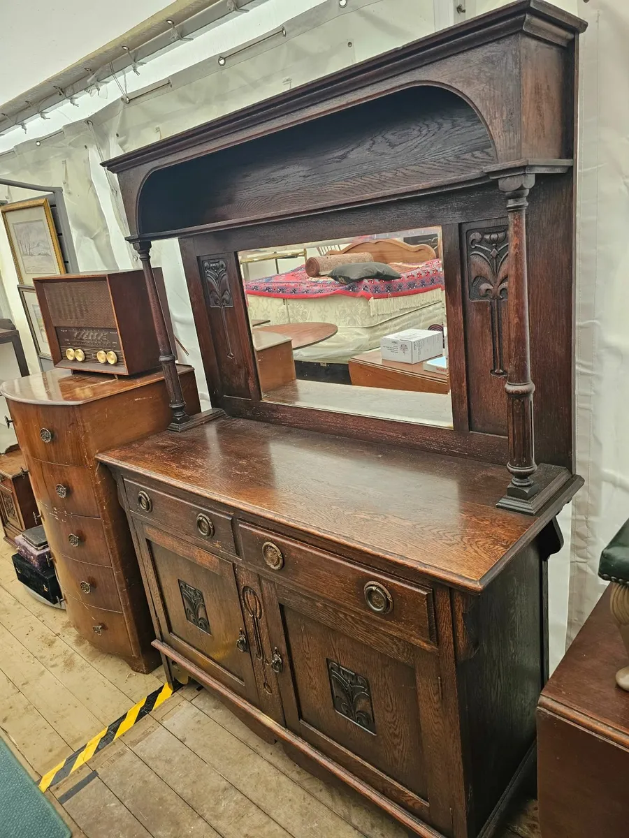 Art Noveau oak mirror back sideboard - Image 1