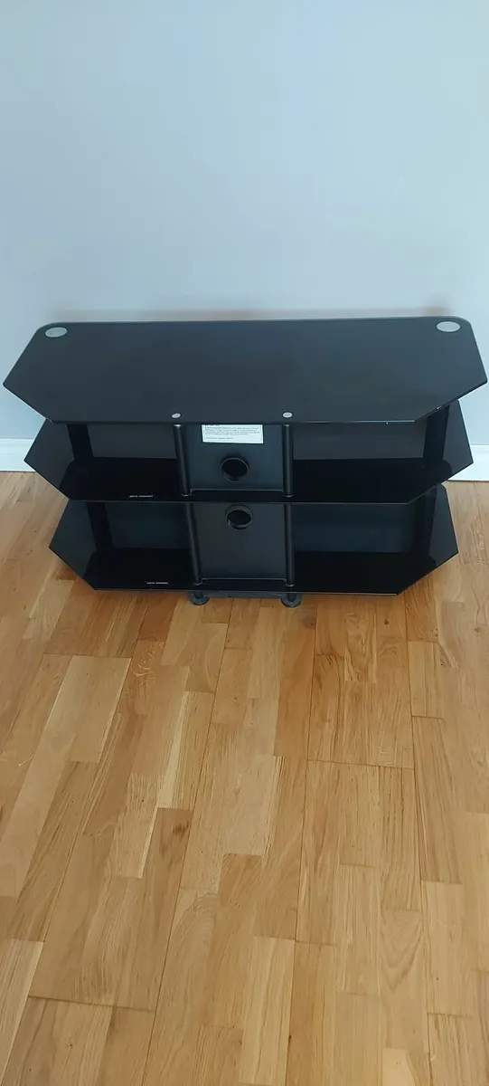 Black tempered glass 3 shelf tv/media stand - Image 2
