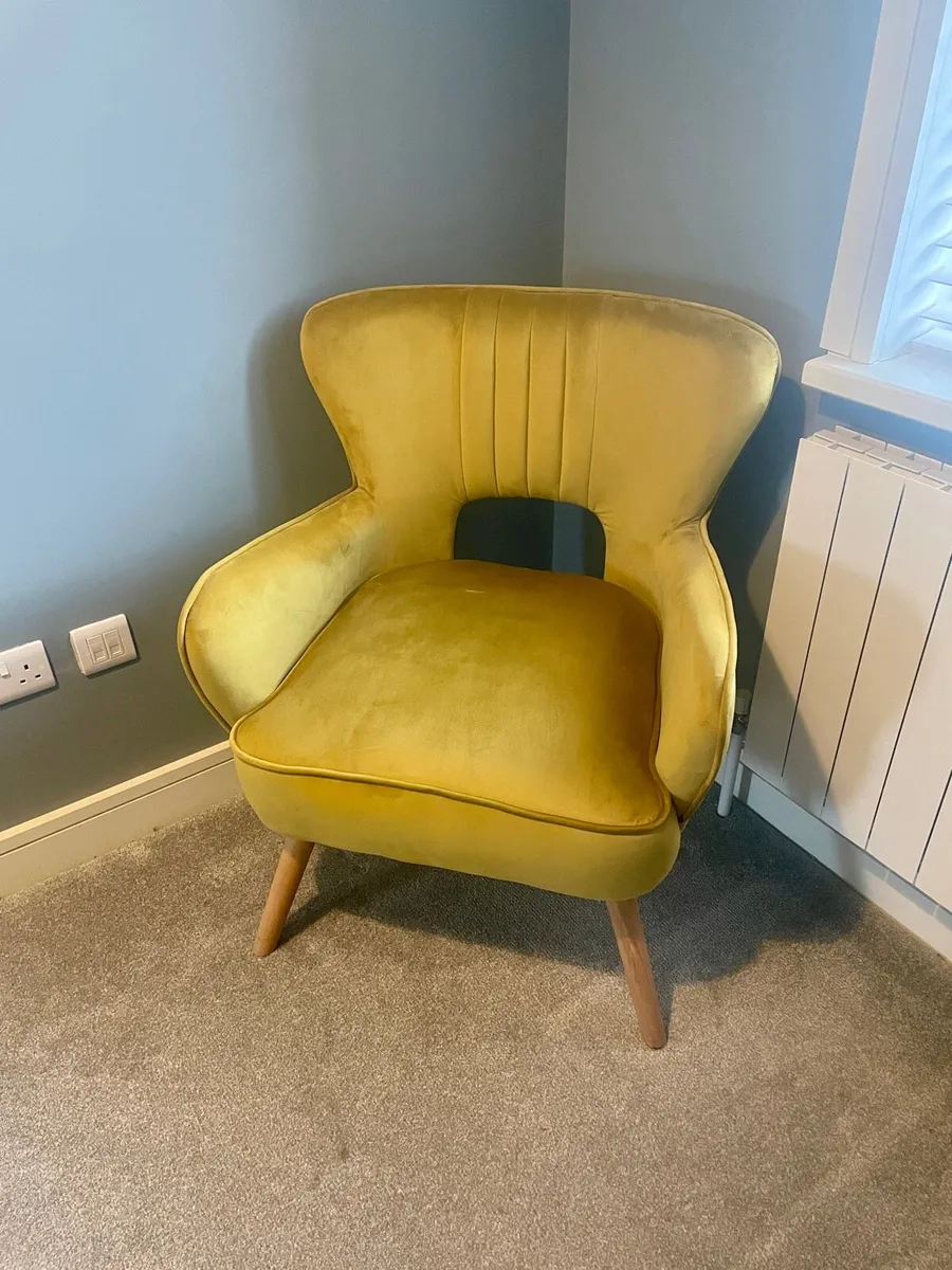 Mustard Velvet Armchair - Image 1