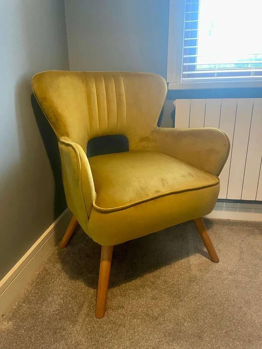 Mustard Velvet Armchair - Image 2