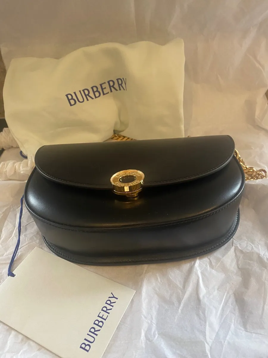 New Burburry Black Leather Handbag with Gold Chain - Image 3