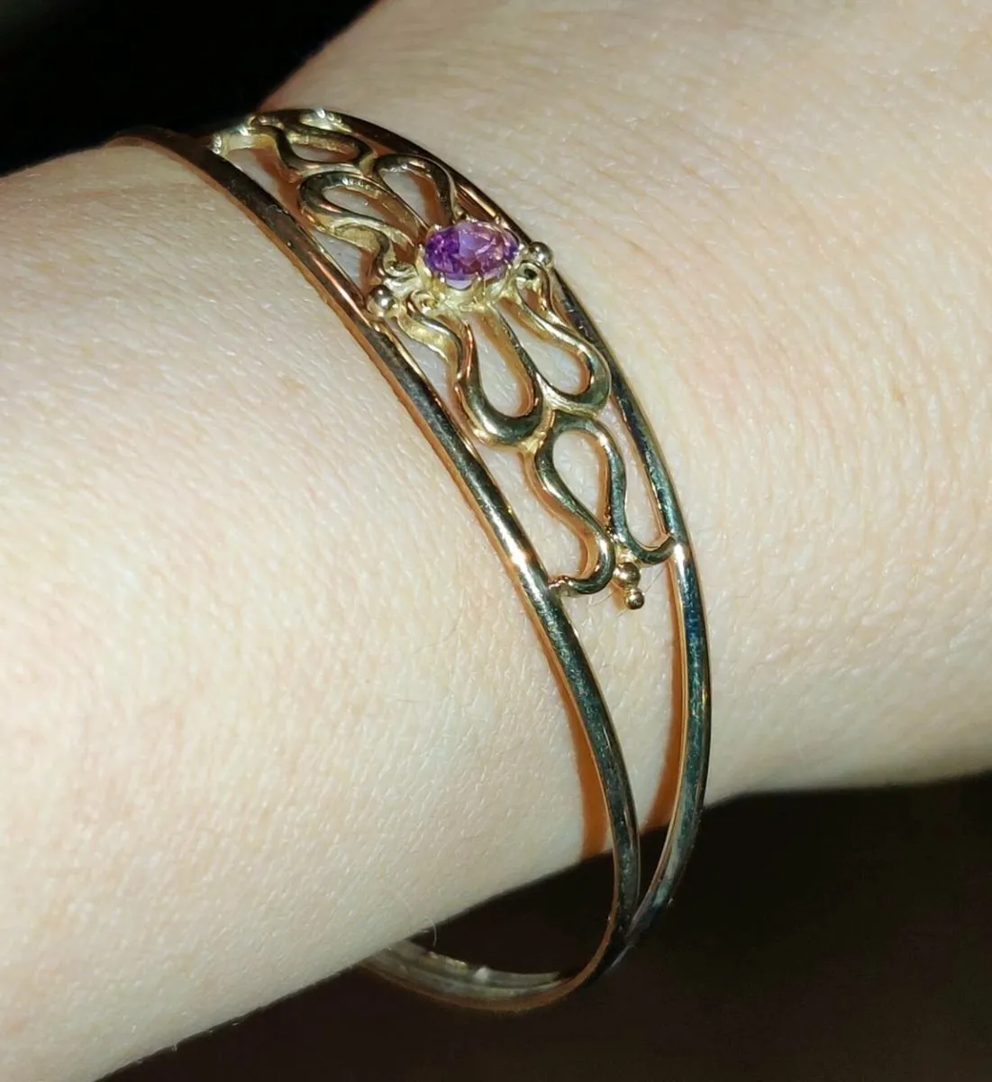 HUGE SLIP ON AMETHYST, 9CT Gold 4.73 Gram Bangle ! - Image 4