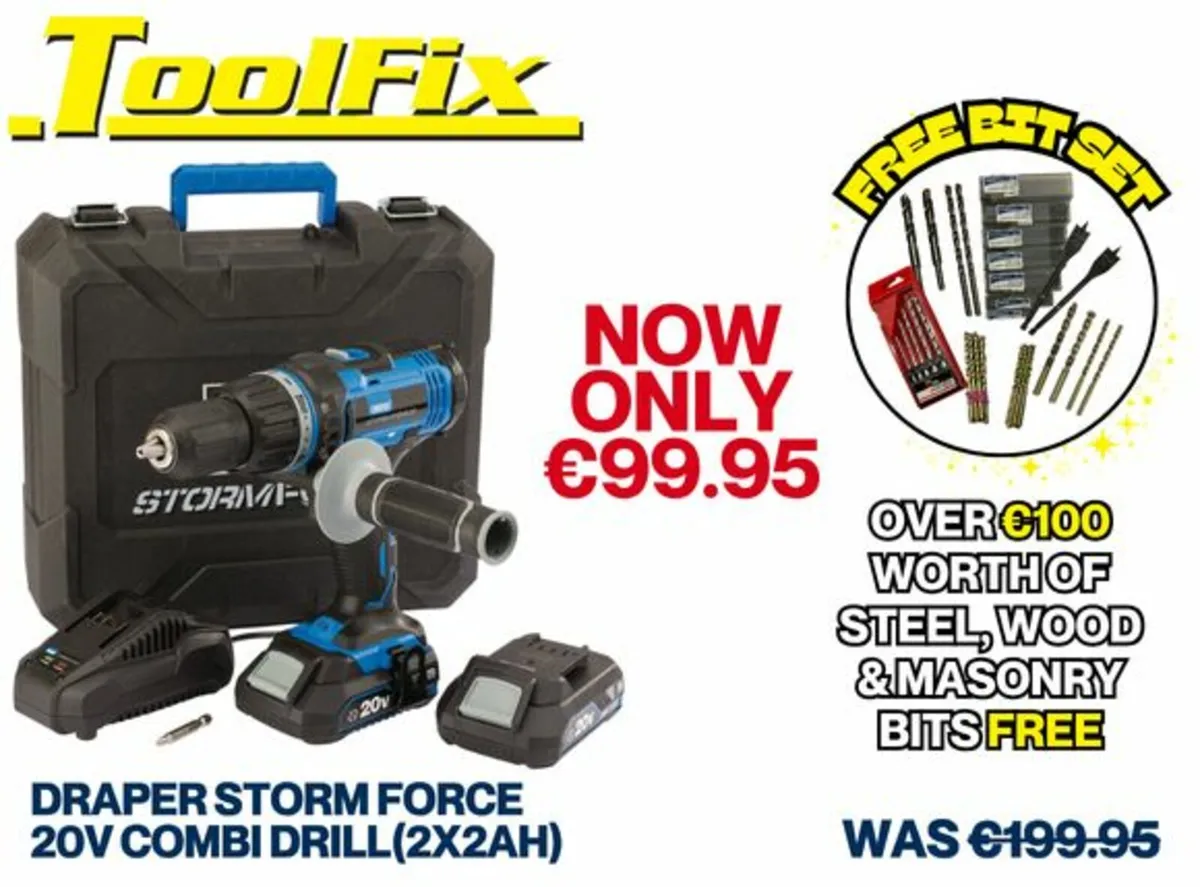 DRAPER Storm Force 20V Combi Drill(2x2Ah)
