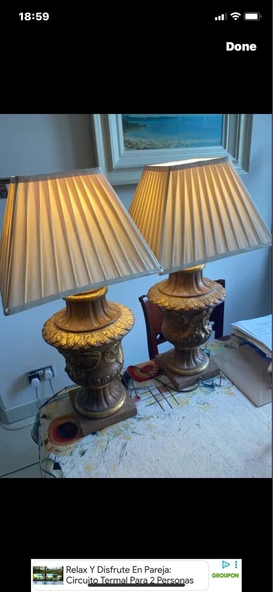 Large Vintage Stone Table Lamps - Image 1